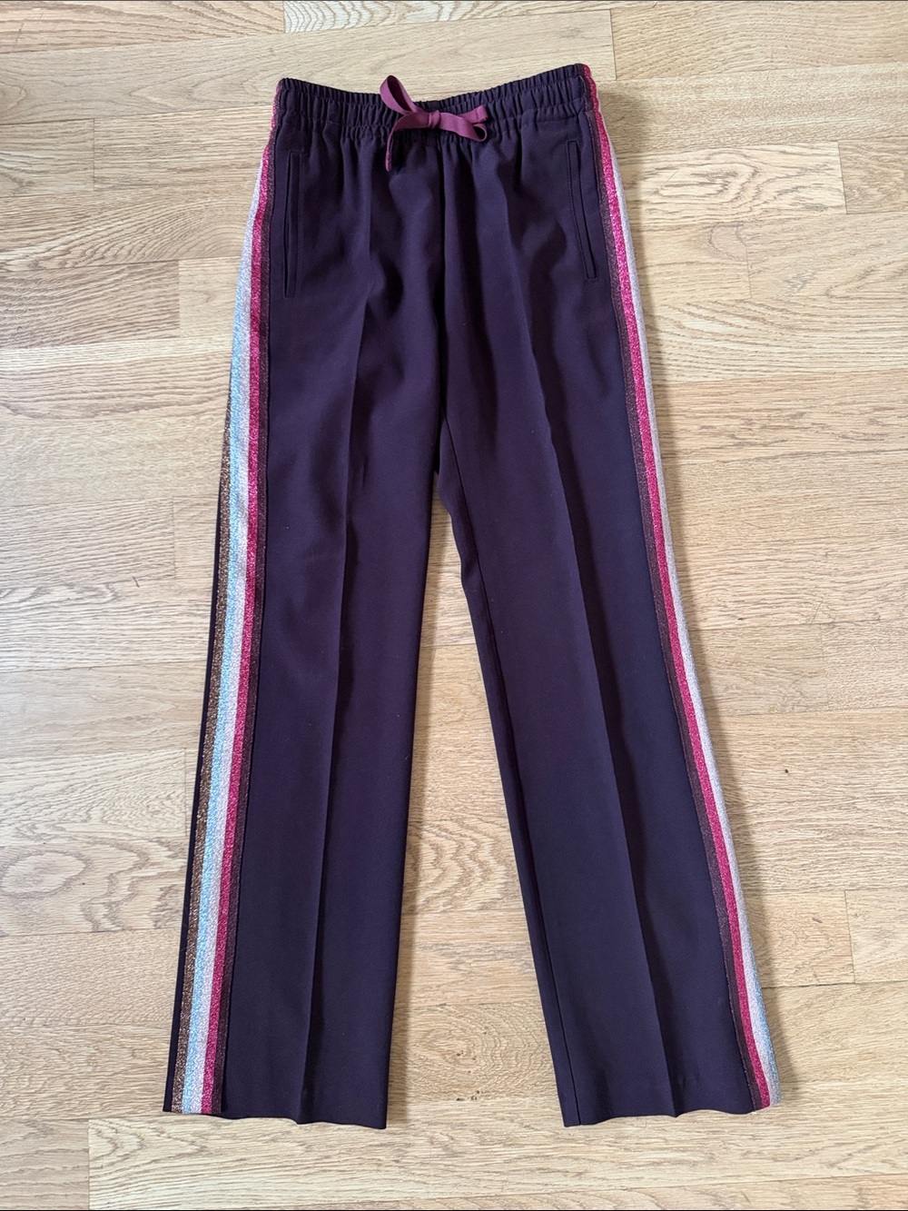 Zadig & Voltaire Pomy Crepe Track Pants with Glitter Side Stripes